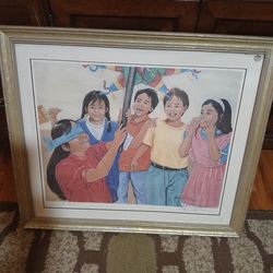 "La Pinata" painting by Gloria Todd Jones signed in pencil In 1994 with COA on back