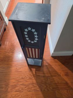 Patriotic Americana Narrow Wood Cabinet