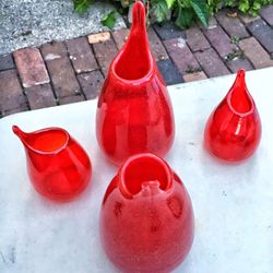 Vintage red mid century art glass vase collection kosta boda