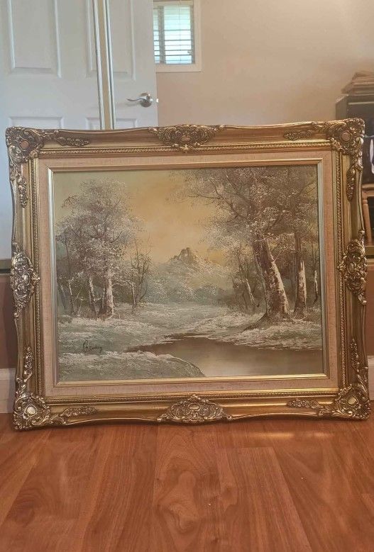 Vintage OIL on CANVAS PAINTING W FRAME BY CARTER 16x20