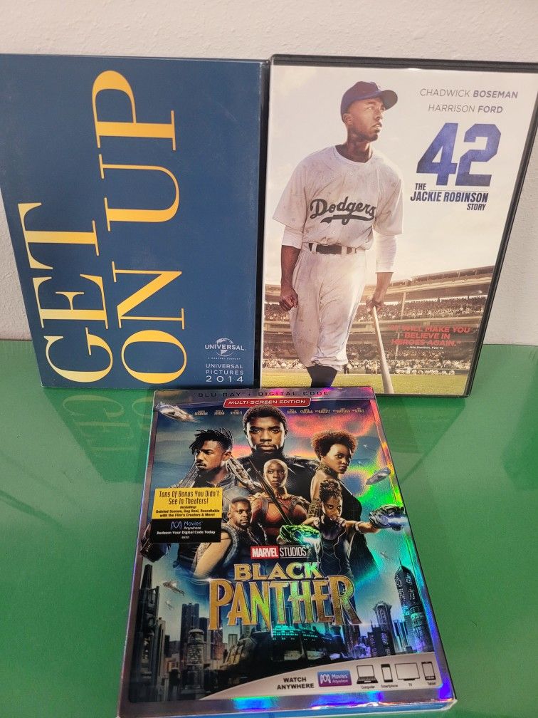 Chadwick Boseman LOT: Black Panther (Blu-ray) & 42 J. Robinson & Get On Up DVD