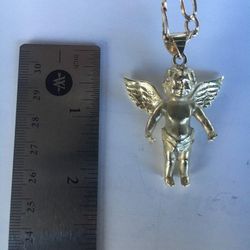 Solid 14K Gold Angel Pendent 