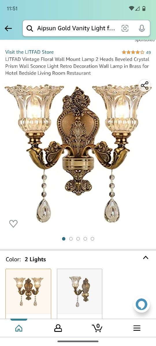 Vintage Floral Wall Mount Lamp