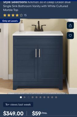 Style Selections Kirkman 30-in Vanity - Ocean Blue