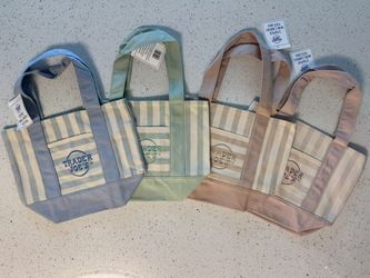 Trader Joe’s Mini Pastel Stripe Canvas Tote Bags 2026 Limited Edition Set of 4