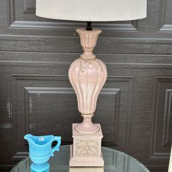 Vintage Pink Lamp With Shade