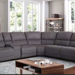 Black Friday sale starts now. Alejandra gray reclining sectional only $1599. Easy finance option. Same day delivery.