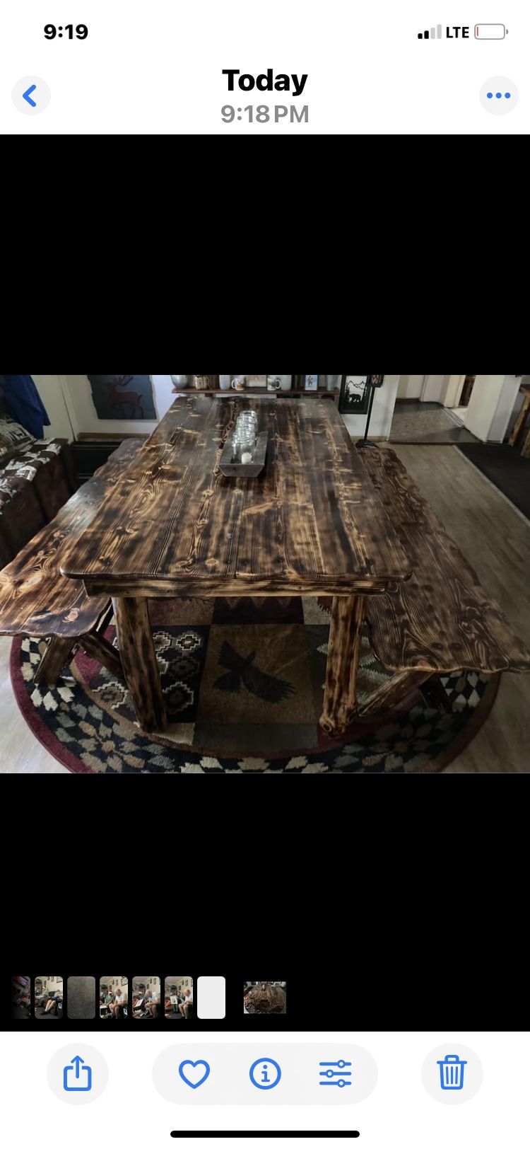 Solid Homemade Wood Table And Benches