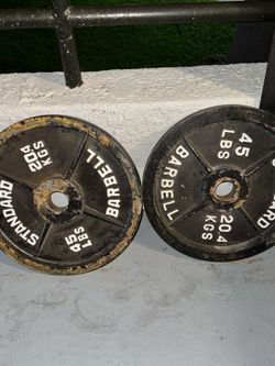 Standard Barbell 45 lb Olympic Weight Plates (Pair) – 90 lbs Total – Classic Cast Iron