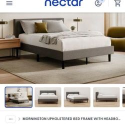 $100 OBO - King Size Gray Upholstered Bed Frame- New