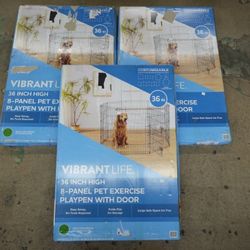 Vibrant Life 8‑Panel Wire Play Pen for Pets – 36″