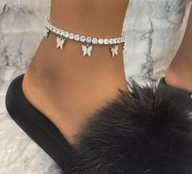 Butterfly Ankle Bracelet Anklet 18K Gold Plated Tennis Chain Fashion Boutique Jewelry