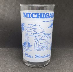 Vintage State Glass Michigan Souvenir Tumbler Hazel Atlas
