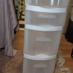 9"x15"x27" White And Clean Plastic Organizer On Wheels