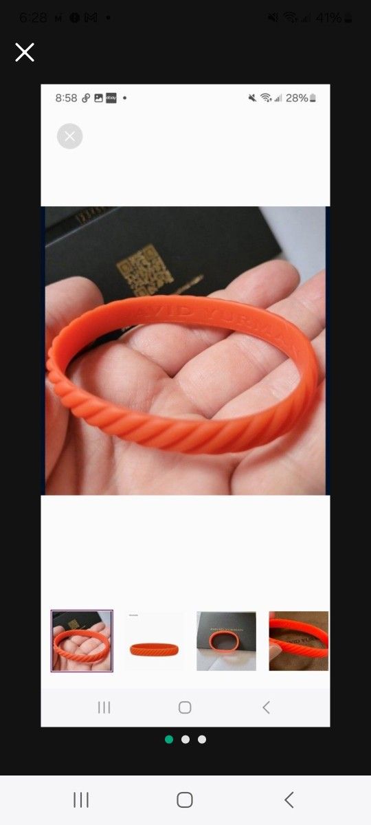 David Yurman 10mm Orange Limited Edition Charitable Rubber Bracelet (M)