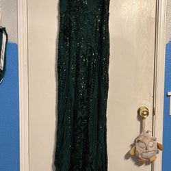 Formal Green Sequin Full Length Dress