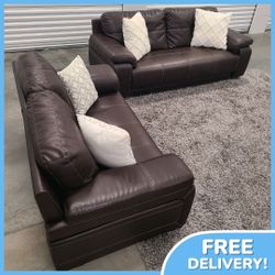 Leather Couch Loveseat Set 💥 Free Delivery 💥