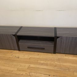 Balearic 81.5 in. Distressed Gray Tv Stand With Drawer