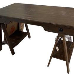 Industrial desk, loft style table, sawhorse wood desk, kitchen table, office conference table, farmhouse desk. 