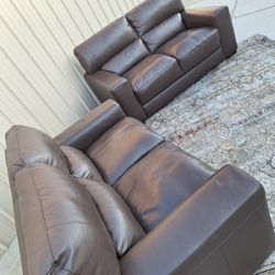 Loveseats Real Leather 100% Two Loveseats