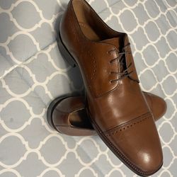 Johnston & Murphy - Full Grain Leather - Cap Toe Dress Shoes. Tan - Size 12