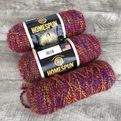 Lot of 3 Lion Brand Homepun Acrylic Yarn