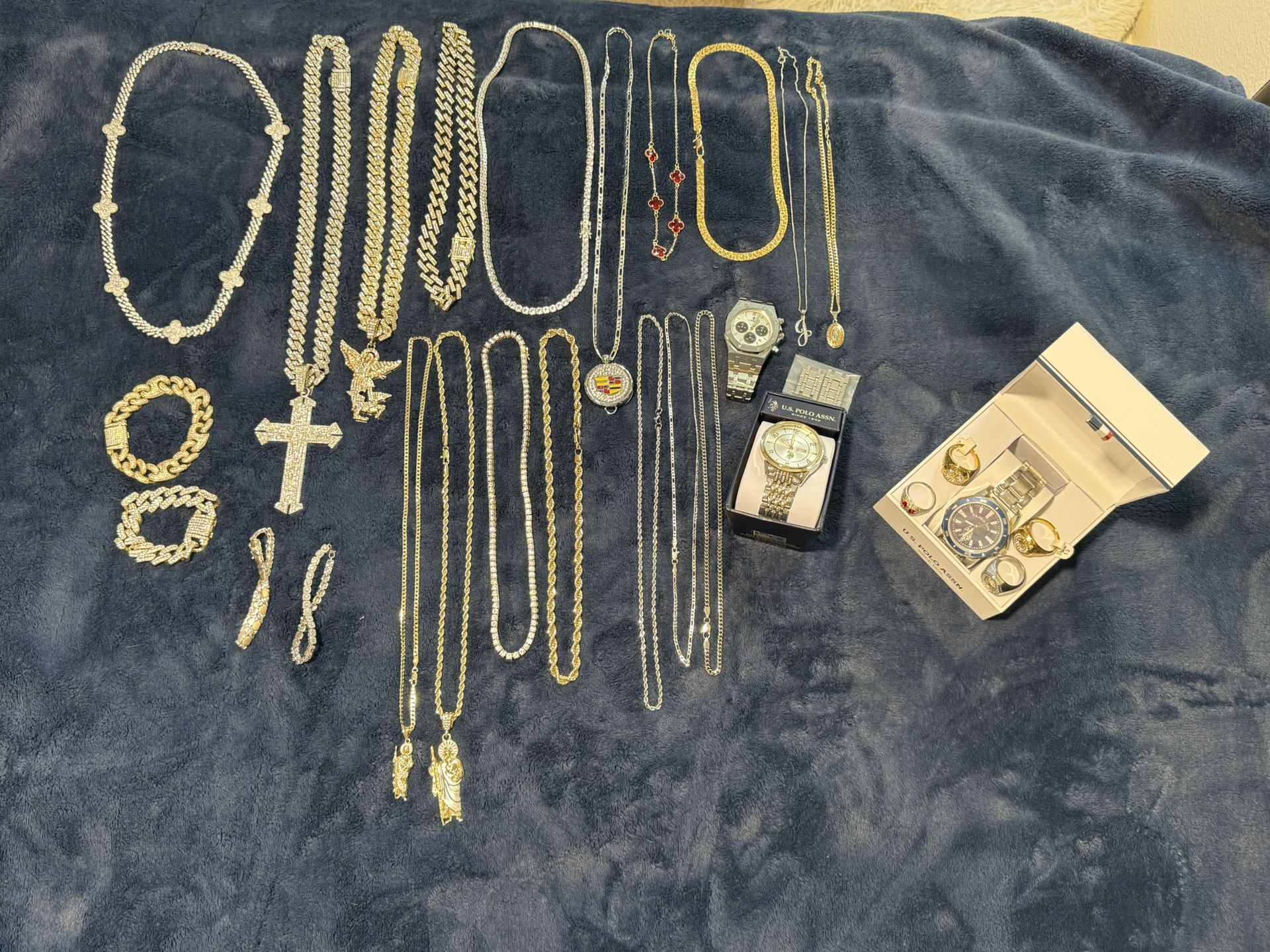 Jewelry, watches, necklaces,chains,bracelets, and rings Gold filled, silver, stainless steel, plated