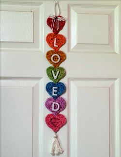 Crochet Rainbow Hearts and Resin Letters