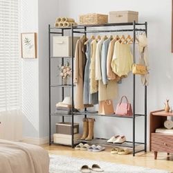     Modern Open Wardrobe Organizer (Shelves + Hanging)
