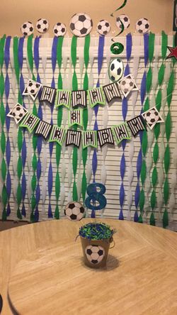 Soccer Theme birthday decorations and centerpieces
