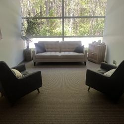 Loveseat And two Tufted Chairs 