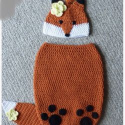 Crocheted Fox Baby Cocoon 