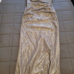  Silver long dress.