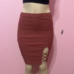 Chic Rust Colored Pencil Skirt 