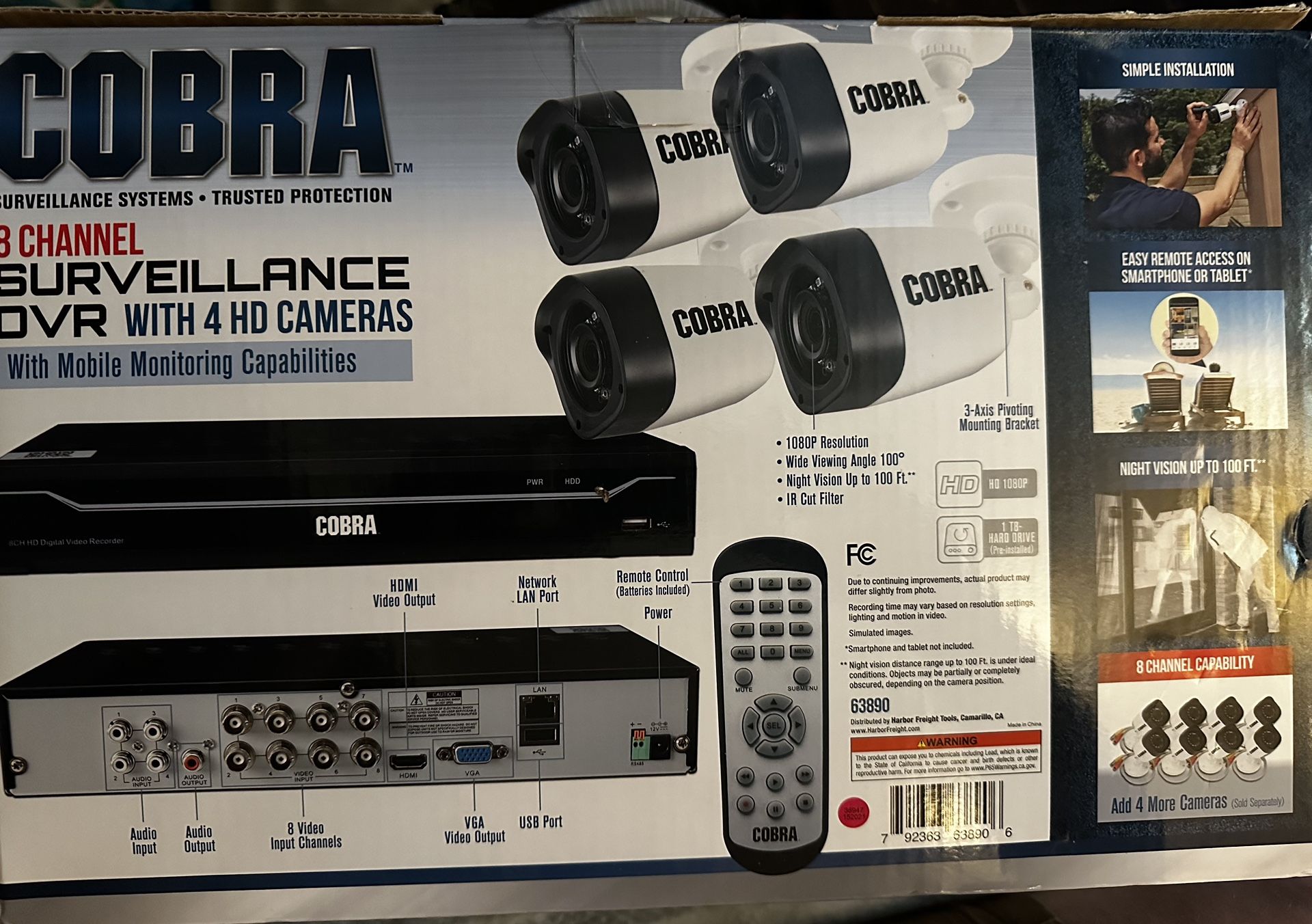 NEW 4 Security Camera System With DVR