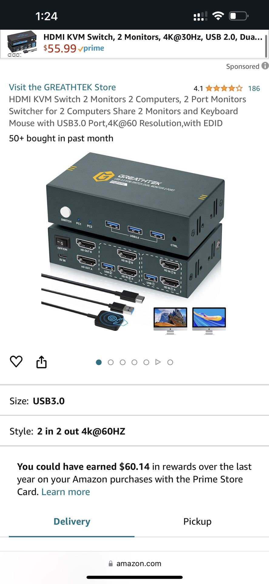 HDMI KVM Switch 2 Monitors 2 Computers, 2 Port Monitors Switcher for 2 Computers Share 2 Monitors and Keyboard Mouse with USB3.0 Port,4K@60 