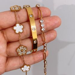 Lux Bracelet Stack Of 3 (1 Bangle, 2 Bracelets) 