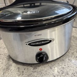Hamilton Beach 6 Qt Slow Cooker, Stoneware Crock with Removable Pot, Stainless Steel