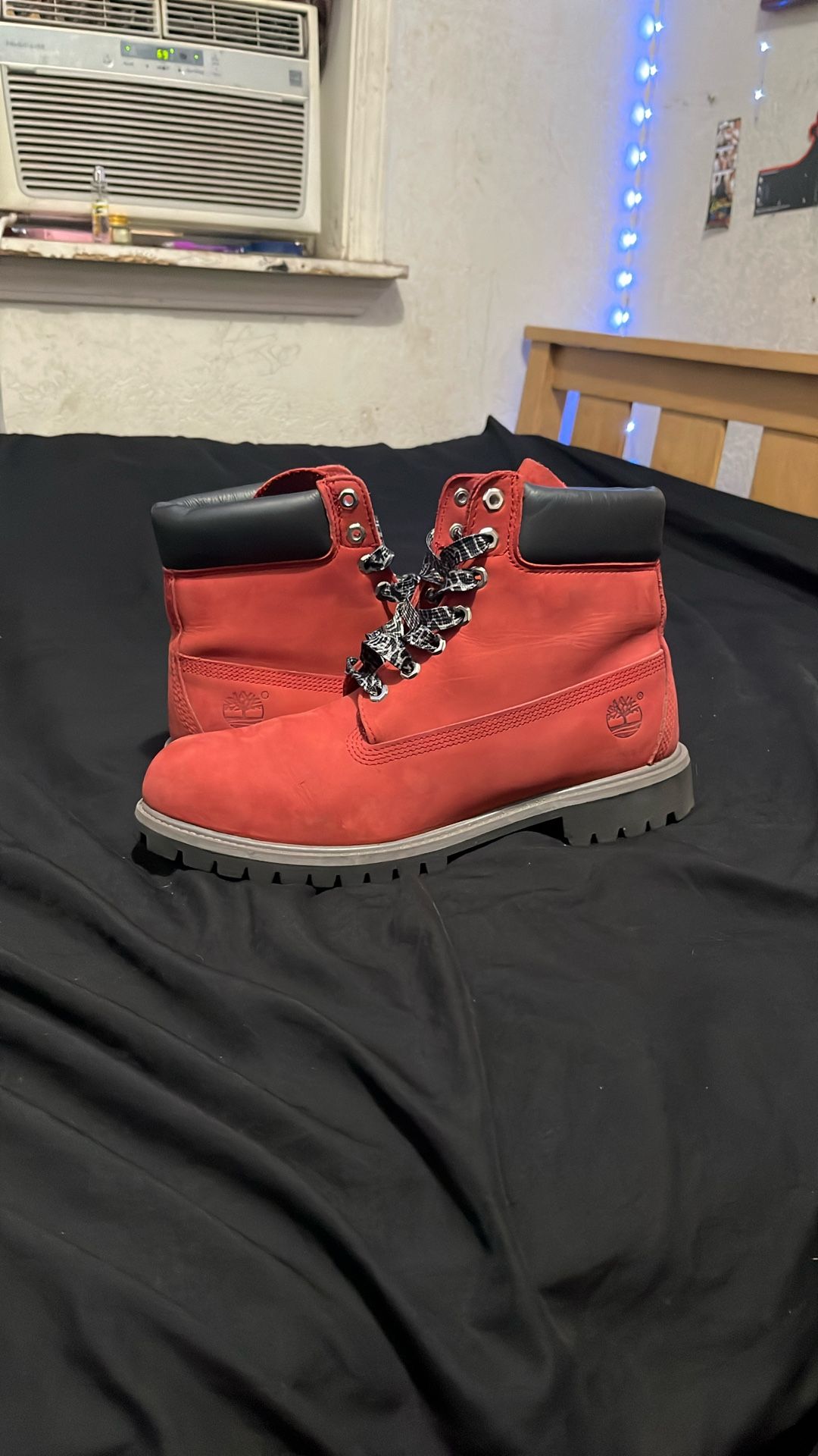 Red And Black Timberland’s Size 12