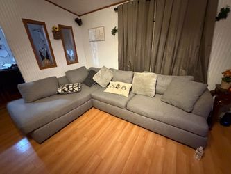Gray Fabric L-Shaped Sectional Sofa