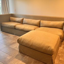 Pristine Linen Sofa + Ottoman