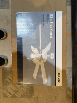NEW 52” Brookhurst Ceiling Fan – White Finish, Sealed Box 