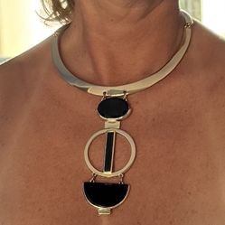 Chico's Gold and Black Statement Necklace