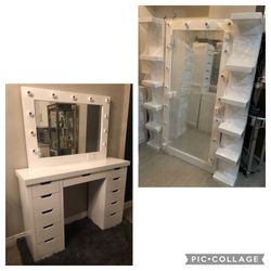 Vanity Set With Full Body Mirror And Shelf’s 
