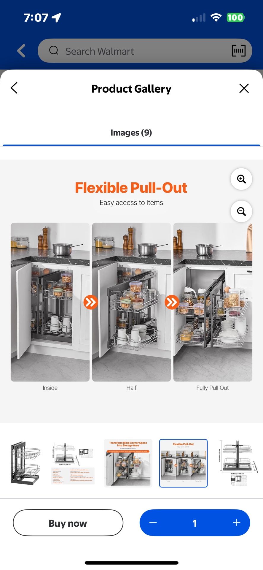 BRAND NEW - KFFKFF 15"W Blind Corner Pull Out Organizer, Dual Level 4 Shelves Kitchen Cabinet