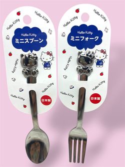 Sanrio Hello Kitty Stainless Steel Reusable Fork And Spoon Set (For Lunch Box), Brand New
