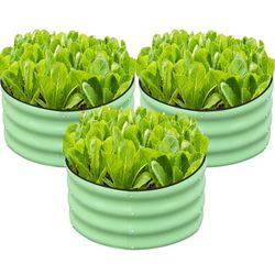 SnugNiture 3 Pcs 2x2x1ft Round Galvanized Raised Garden Bed Kit Outdoor
