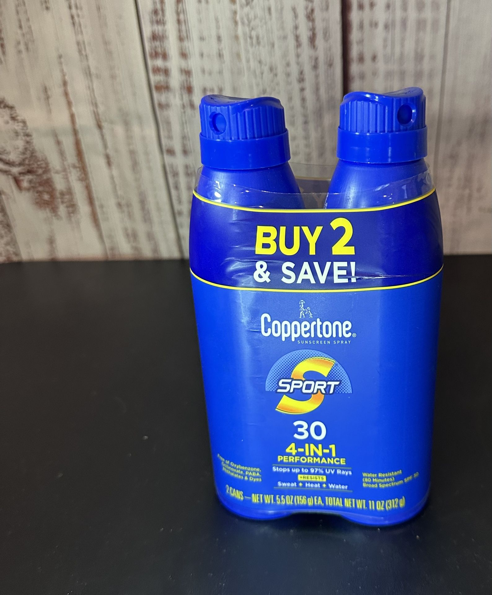 Coppertone Sport Sunscreen Spray, SPF 30 Spray Sunscreen, 5.5 oz, Pack of 2