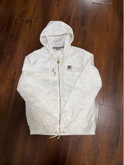 Fila Copper Hood Track Jacket White/White Men's Woven Zip Front Sz:  S