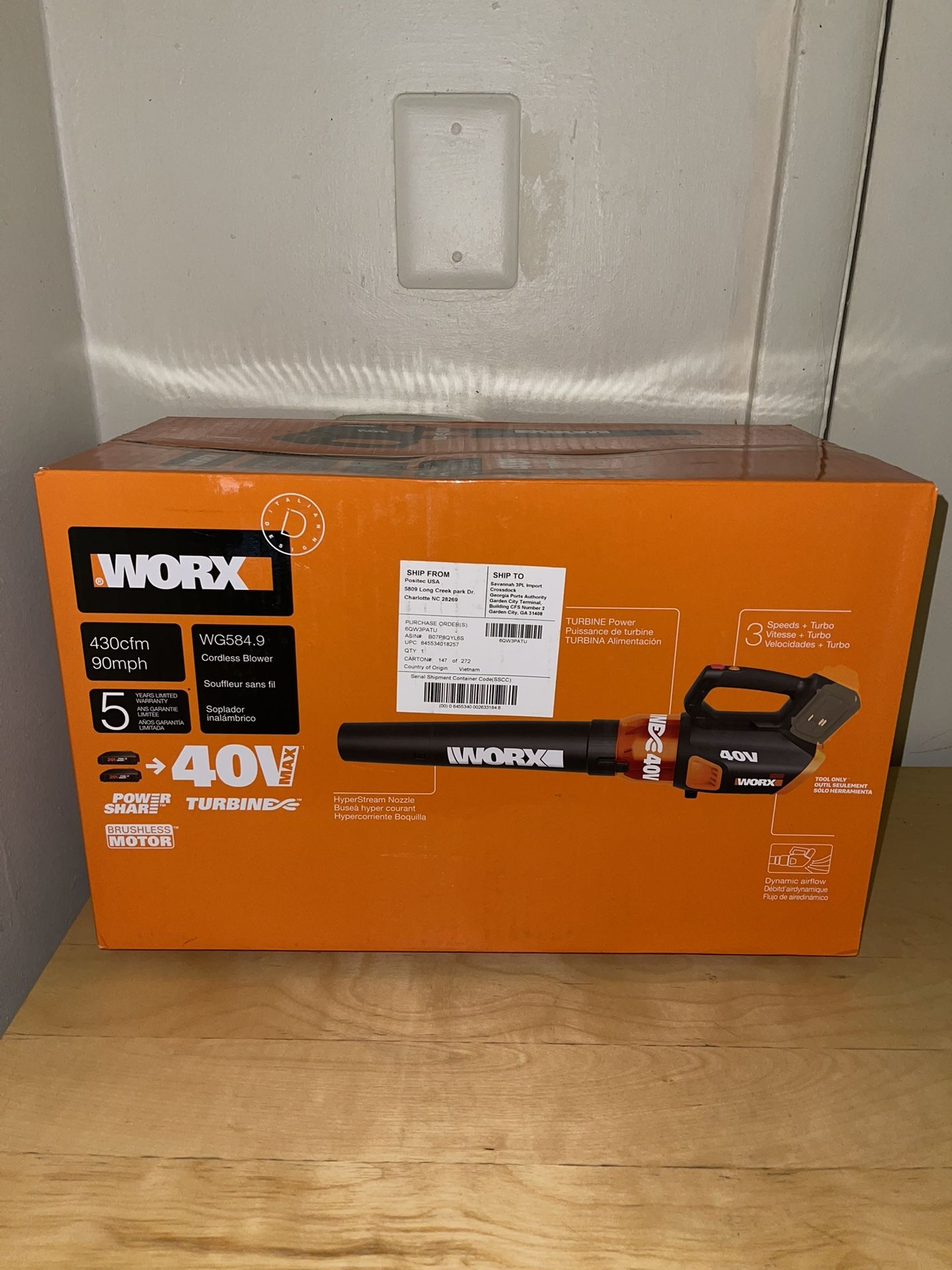WORX WG584.9 40V Cordless Leaf Blower 